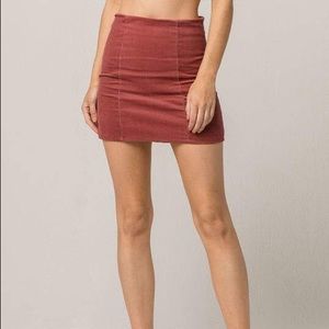 BURNT RED CORDUROY MINI SKIRT